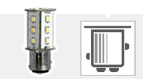 Lampadina led BAY15D 12+4led luce calda